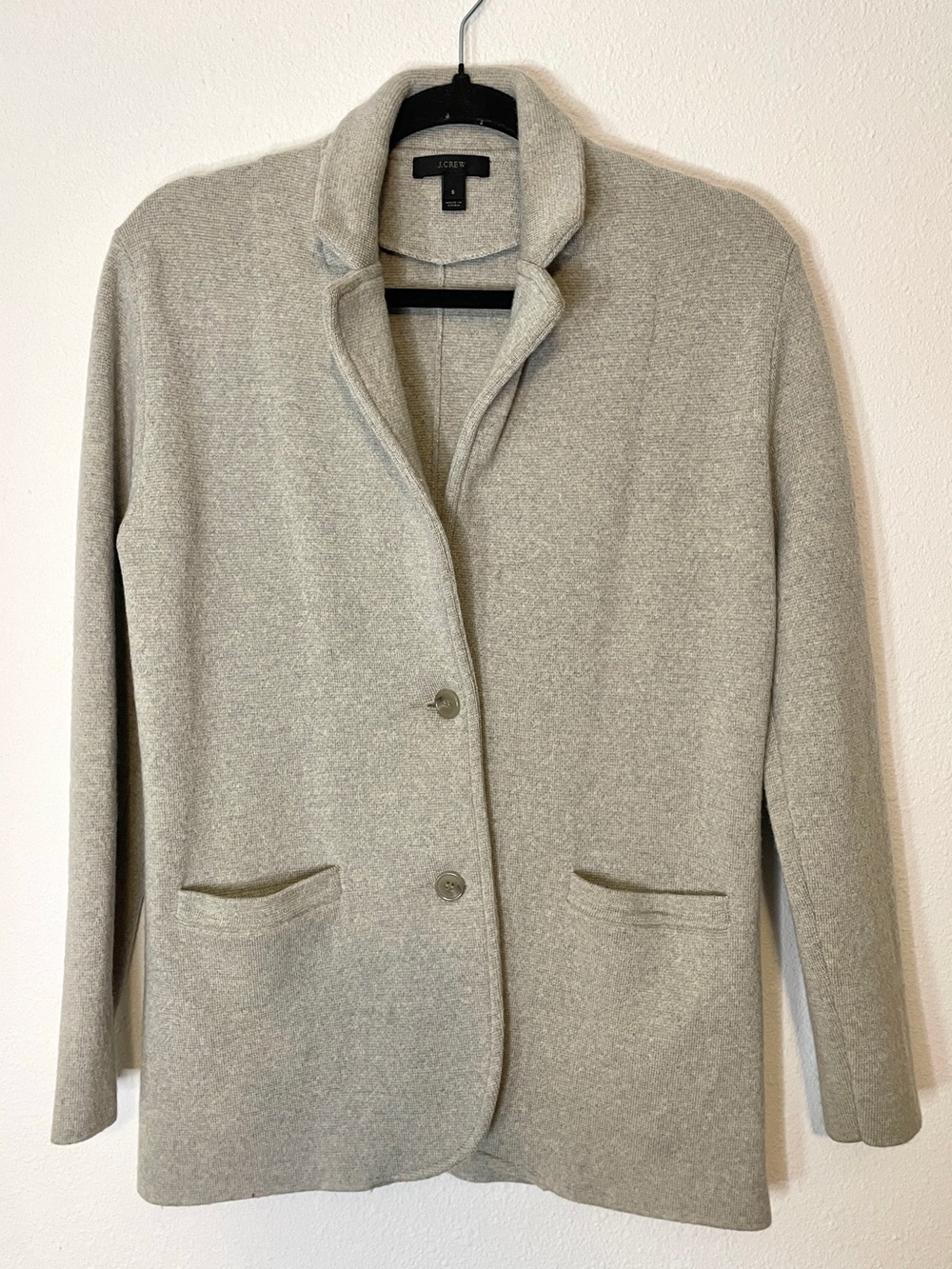 J. Crew 100% Merino Wool Two-Button Long Sleeve Grey Blazer Jacket Small